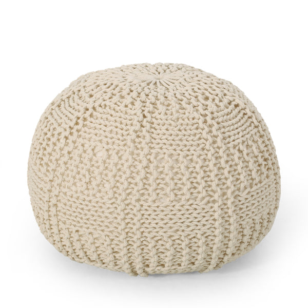 Modern Knitted Cotton Round Pouf - NH121413