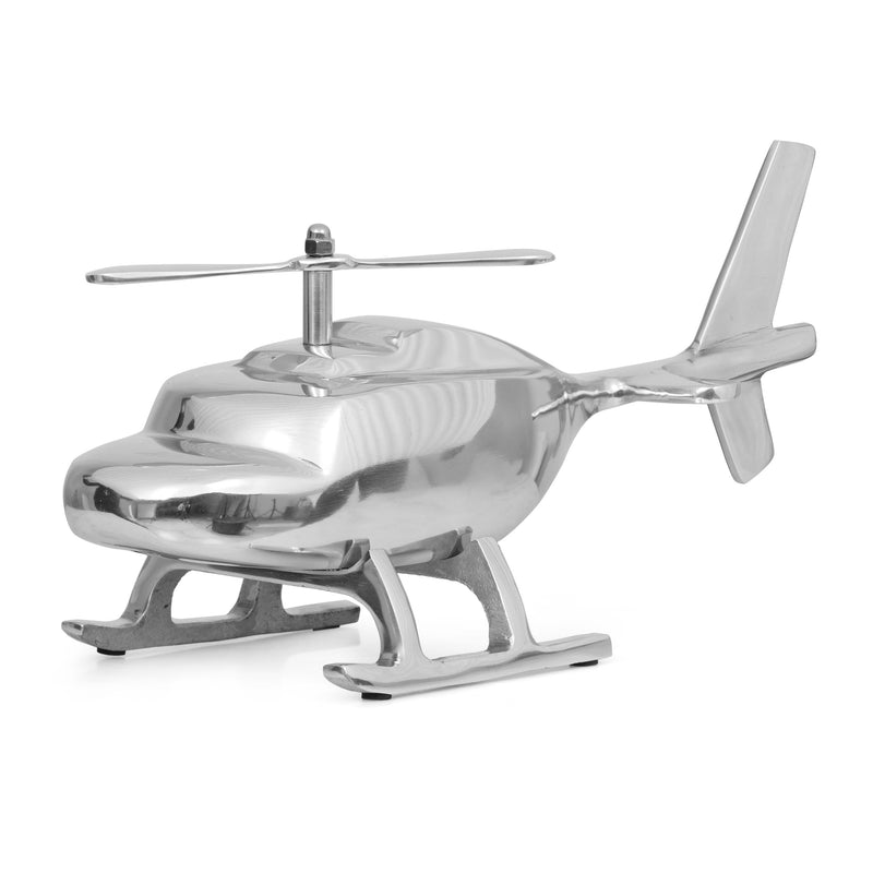 Handcrafted Aluminum Helicopter Decor, Silver - NH483413