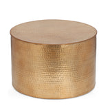 Modern Handcrafted Aluminum Drum Coffee Table, Brass - NH479413