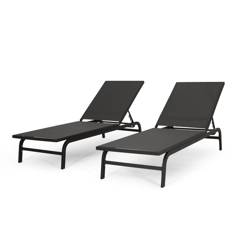 Outdoor Aluminum and Outdoor Mesh Chaise Lounge, Set of 2 - NH281513