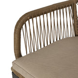 Outdoor Wicker 2 Seater Chat Set, Light Brown and Beige - NH100513