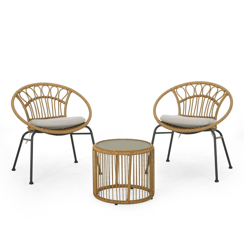 Outdoor 3 Piece Wicker Chat Set - NH796313