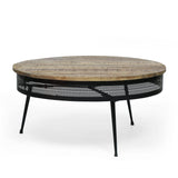 Modern Industrial Handcrafted Mango Wood Coffee Table, Natural and Black - NH277413