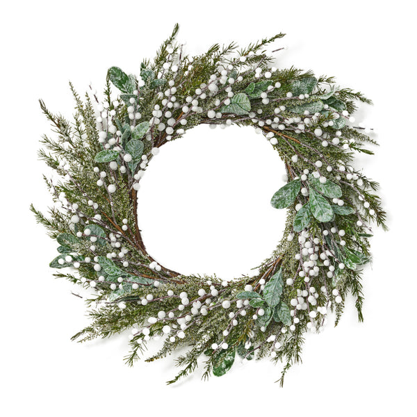 28" Artificial Wreath with White Berries - NH470413