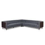 Mid-Century Modern Fabric Tufted Sectional Sofa Set - NH583413