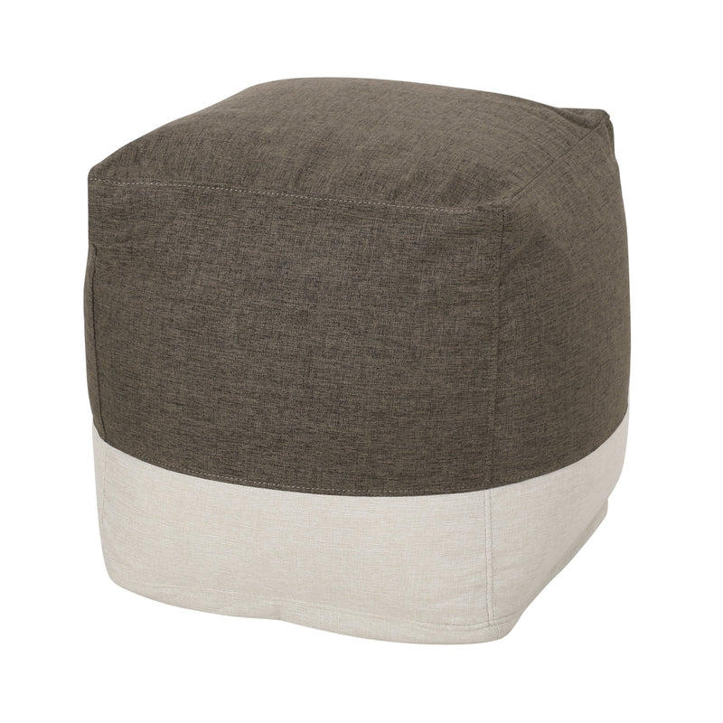 Contemporary Two Tone Fabric Cube Pouf - NH999313