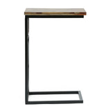 Boho Handcrafted Mango Wood C-Shaped Side Table, Natural and Black - NH552513