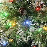 Cashmere Pine and Mixed Needles Pre-Lit Clear LED Hinged Artificial Christmas Tree with Snow and Glitter Branches and Frosted Pinecones - NH612513