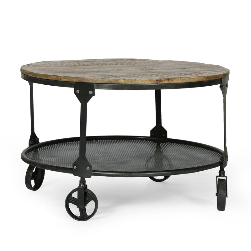 Modern Industrial Handcrafted Mango Wood Coffee Table, Natural and Black - NH452513