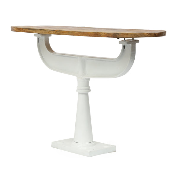 Outdoor Handcrafted Mango Wood Bistro Table, Natural and White - NH420513