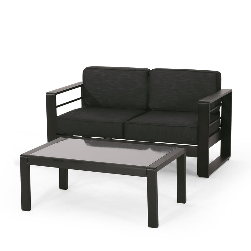 Outdoor Aluminum Loveseat and Coffee Table Set - NH685313