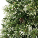 Cashmere Pine and Mixed Needles Pre-Lit Clear LED Hinged Artificial Christmas Tree with Snow and Glitter Branches and Frosted Pinecones - NH612513