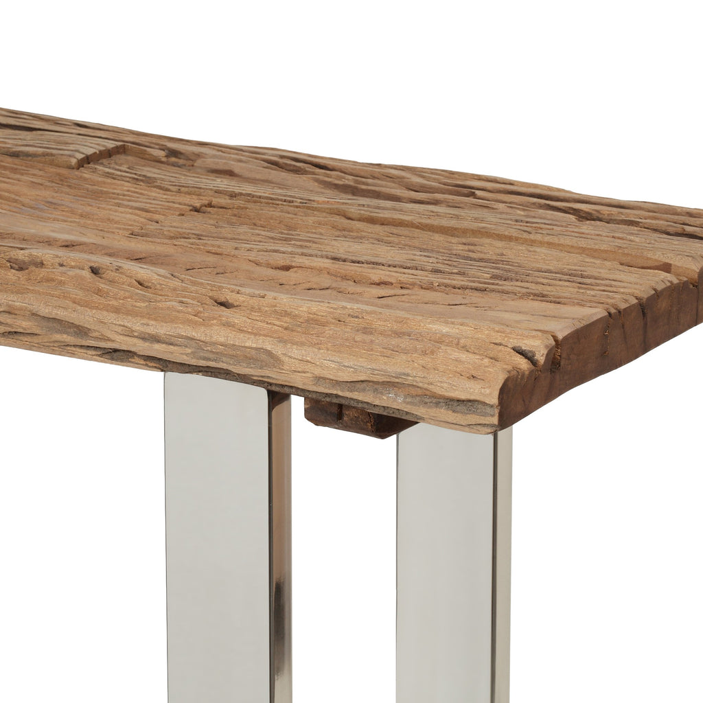 Rustic Glam Console Table with Raw Wood Tabletop - NH005313 – Noble ...