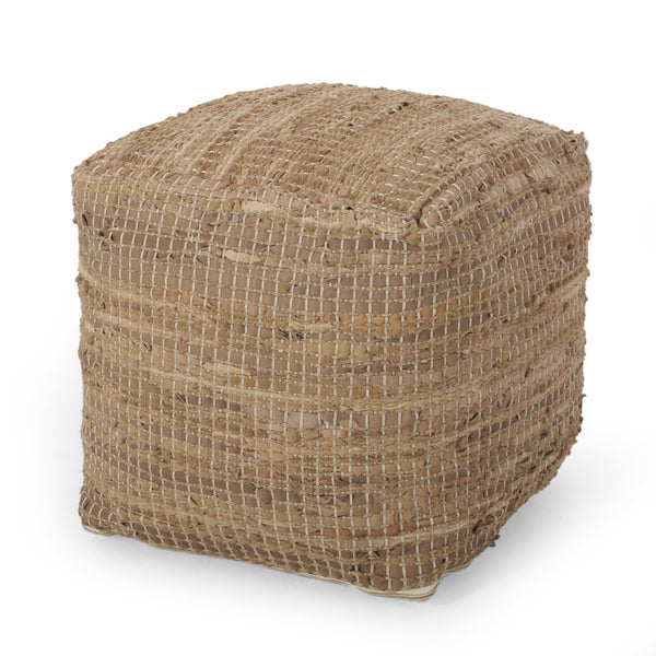 Boho Handcrafted Fabric Cube Pouf - NH114413