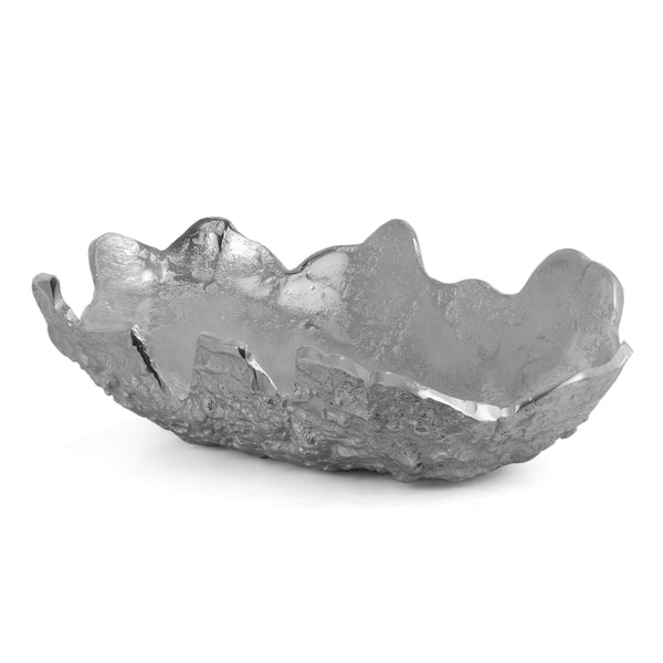 Handcrafted Aluminum Decorative Bowl, Raw Nickel - NH963413