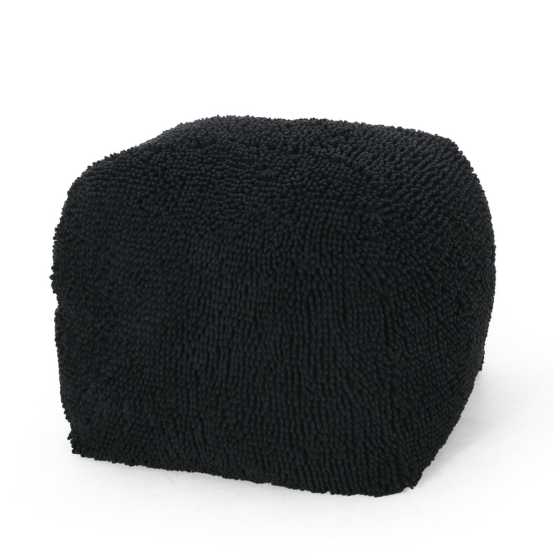 Modern Microfiber Chenille Round Pouf - NH011413