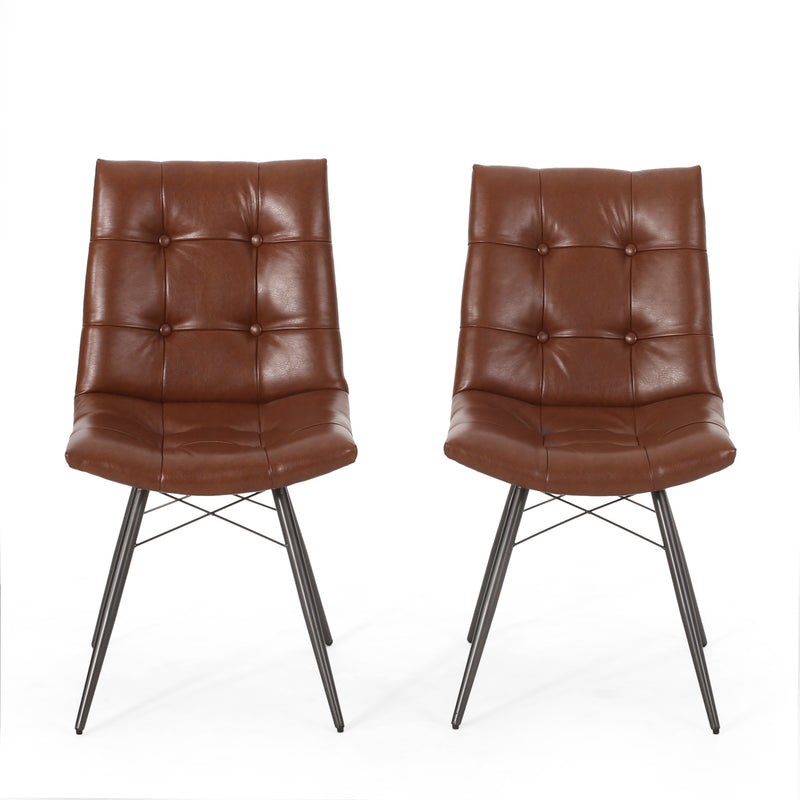 Contemporary Tufted Dining Chairs with Toothpick Legs, Set of 2 - NH843413