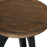 Modern Industrial Handcrafted Mango Wood Side Table, Natural and Black - NH871513