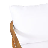 Outdoor Acacia Wood Club Chair with Cushion, Set of 2, Teak and White - NH316513