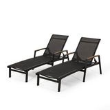Outdoor Aluminum Chaise Lounge with Mesh Seating (Set of 2) - NH425313