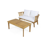 Outdoor Wooden Loveseat and Coffee Table Set - NH471313