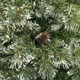 Cashmere Pine and Mixed Needles Pre-Lit Clear LED Hinged Artificial Christmas Tree with Snow and Glitter Branches and Frosted Pinecones - NH612513