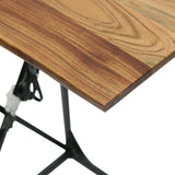 Modern Industrial Handcrafted Acacia Wood C-Shaped Side Table with Charging Port, Natural and Black - NH684513