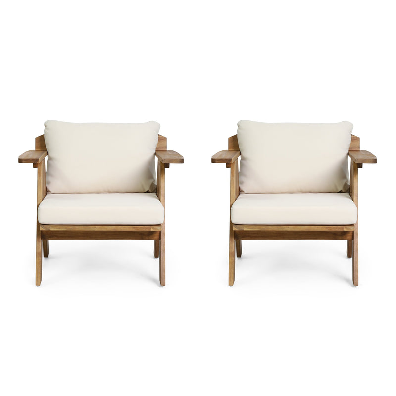 Outdoor Acacia Wood Club Chairs with Cushions (Set 2) - NH079313