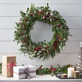 26" Artificial Olive Leaf Wreath with Red Berries - NH170413
