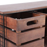 Modern Industrial Handcrafted Mango Wood Storage Bench with Drawers, Cafe Brown and Black - NH823413