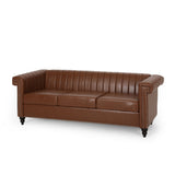 Contemporary Channel Stitch 3 Seater Sofa with Nailhead Trim - NH538413