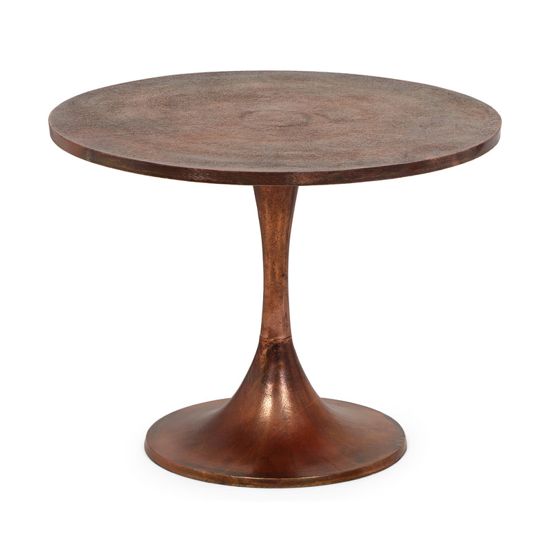 Boho Handcrafted Aluminum Tulip Accent Table, Burnt Copper - NH629413