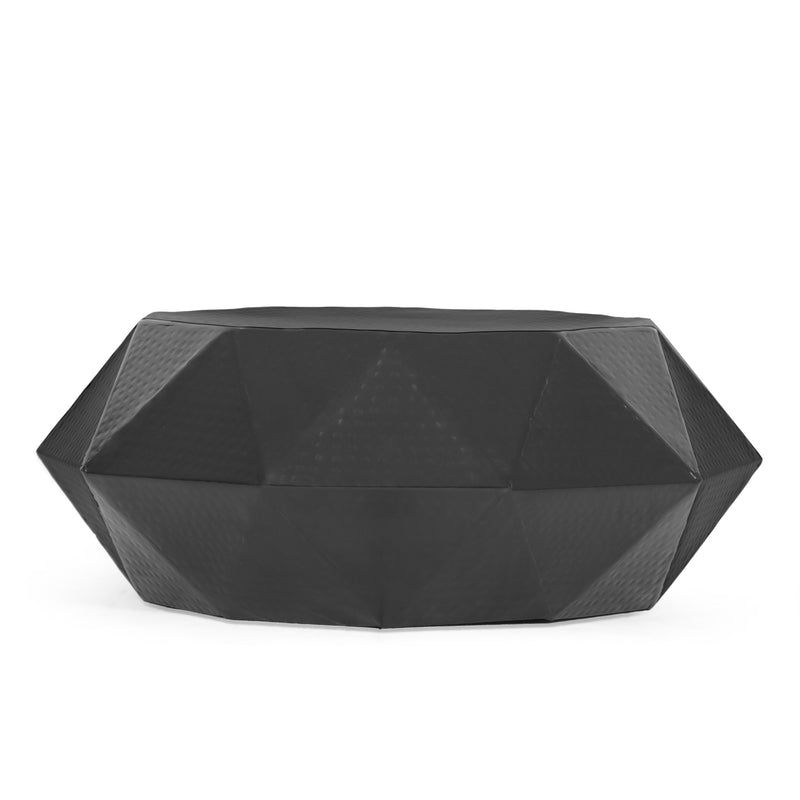 Handcrafted Modern Aluminum Polygonal Coffee Table, Black - NH055413