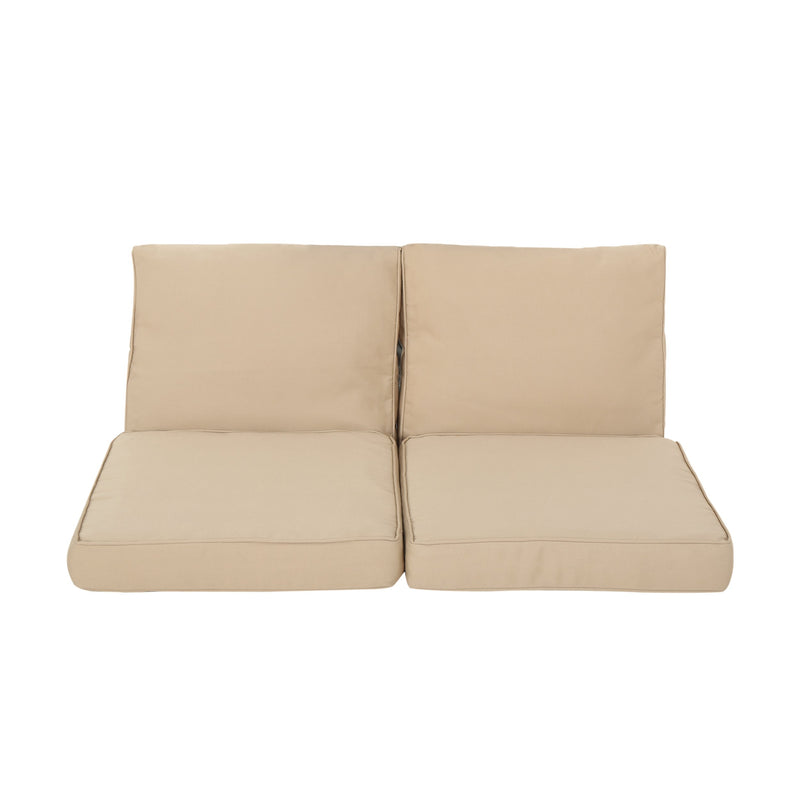 Outdoor Water Resistant Fabric Loveseat Cushions with Piping - NH864313