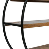 Handcrafted Industrial Circular Mango Wood Shelf - NH649313