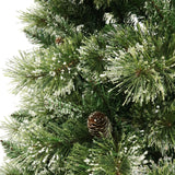 Cashmere Pine and Mixed Needles Pre-Lit Clear LED Hinged Artificial Christmas Tree with Snow and Glitter Branches and Frosted Pinecones - NH022513