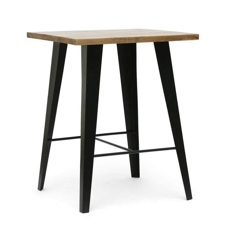 Handcrafted Modern Industrial Mango Wood Oversized Side Table, Natural and Black - NH355413