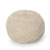 Modern Knitted Cotton Round Pouf - NH321413