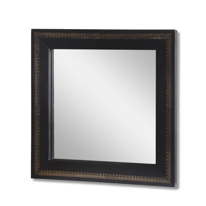 Handcrafted Boho Embossed Leather Square Wall Mirror - NH190413