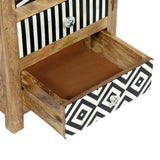 Handcrafted Boho 3 Drawer Mango Wood Nightstand - NH546313