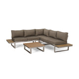 Outdoor Aluminum V-Shaped 5 Seater Sofa Set with Cushions - NH203313