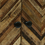 Boho Handcrafted Mango Wood 2 Door Cabinet, Light Gray - NH398413