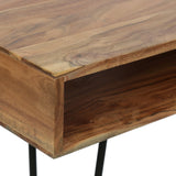 Modern Industrial Handcrafted Acacia Wood Storage Desk with Hairpin Legs - NH242413