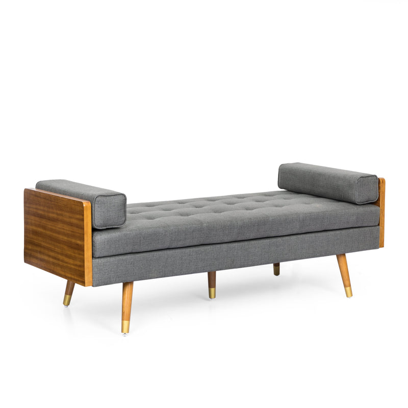 Mid-Century Modern Tufted Double End Chaise Lounge with Bolster Pillows - NH227413