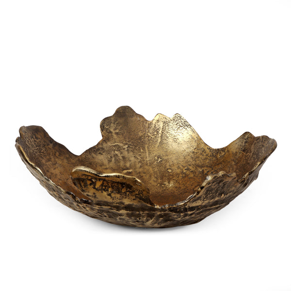 Handcrafted Aluminum Decorative Bowl, Antique Brass - NH872413