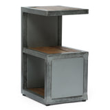 Modern Industrial Handcrafted Mango Wood Side Table, Natural and Gray - NH826413