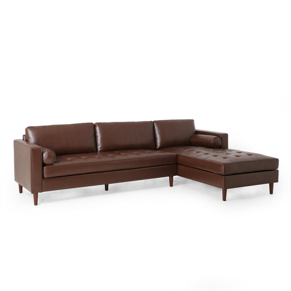 Contemporary Tufted Upholstered Chaise Sectional - NH125413