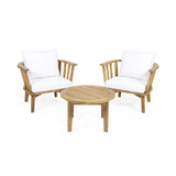 Outdoor 2 Seater Wooden Chat Set with Round Coffee Table - NH371313