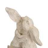 Outdoor Rabbit Couple Garden Statue, White - NH599413