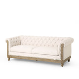 Tufted Fabric 3 Seater Sofa with Nailhead Trim - NH435413